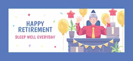 Free vector hand drawn retirement party facebook cover template