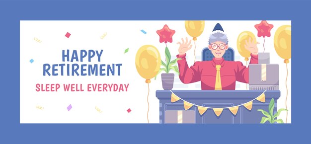 Free Vector hand drawn retirement party facebook cover template