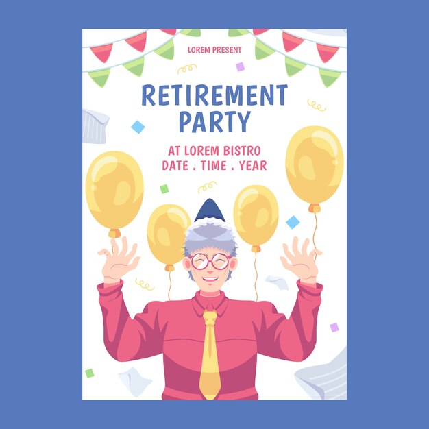 Free vector hand drawn retirement party invitation template