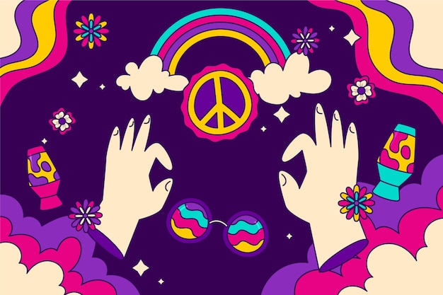 Free vector hand drawn retro 60s-70s background