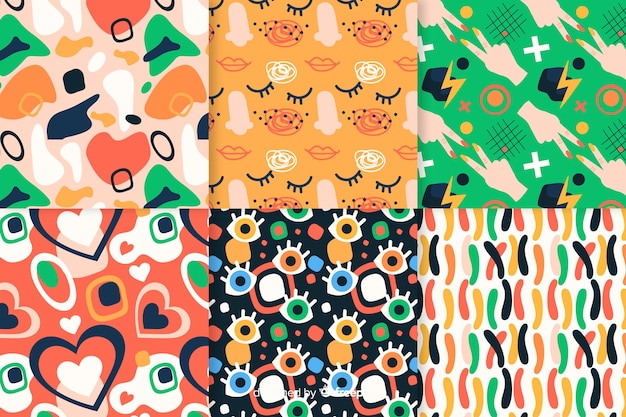 Free vector hand drawn retro abstract pattern collection