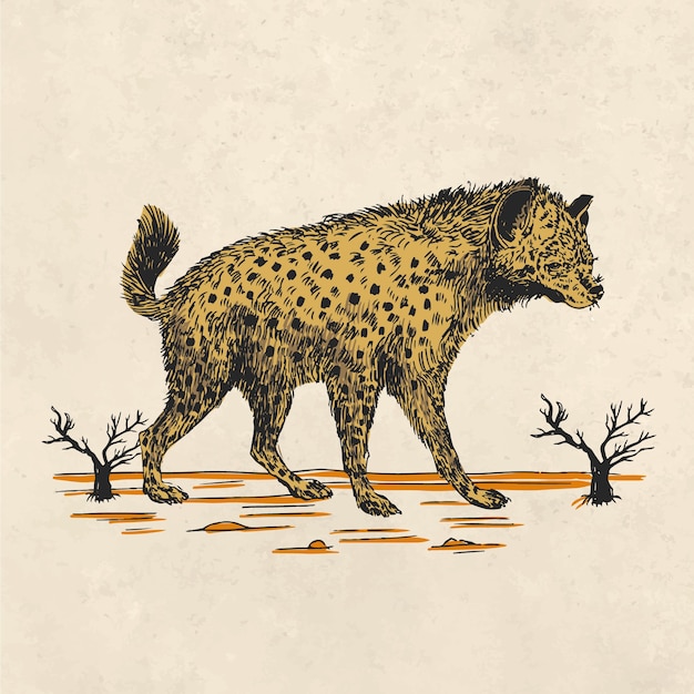 Бесплатное векторное изображение Нарисованная рукой ретро иллюстрация животного