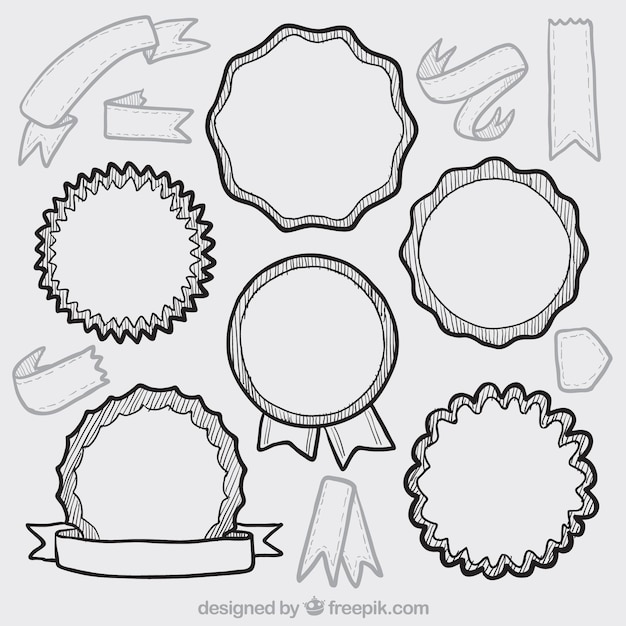 무료 벡터 손으로 그린 복고풍 배지