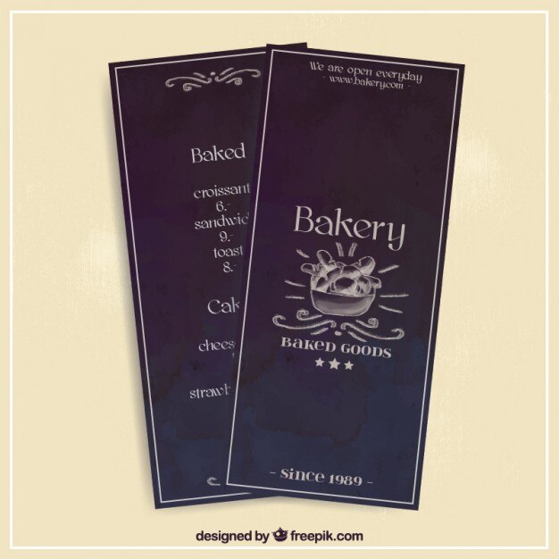 Free Vector hand drawn retro bakery menu in blackboard style