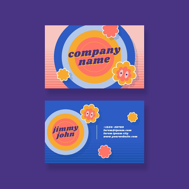 Hand drawn retro branding business card template