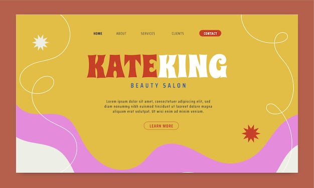 Hand drawn retro branding landing page template