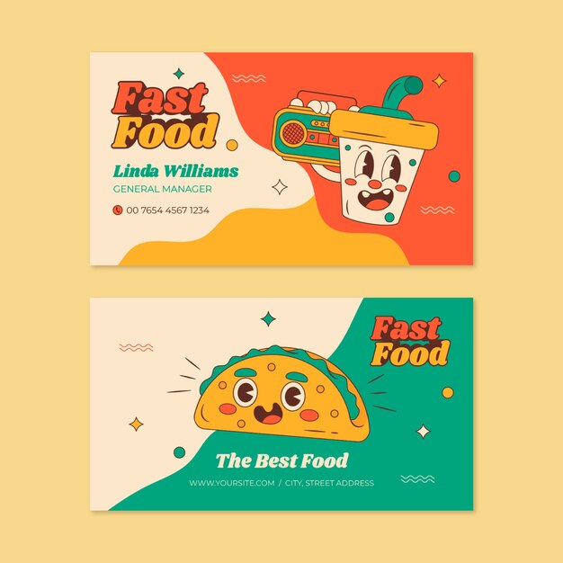 Hand drawn retro business card template