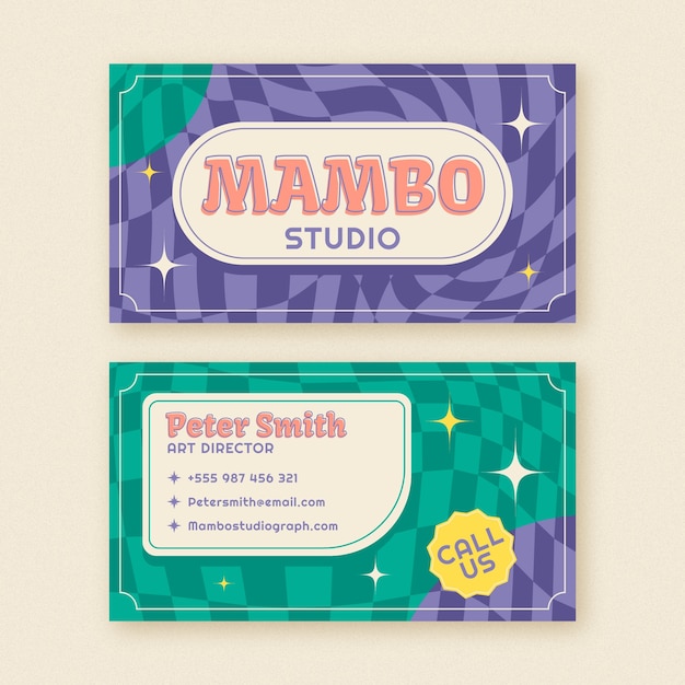 Free vector hand drawn retro business card template