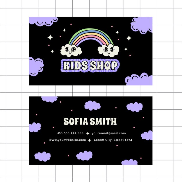 Hand drawn retro business card template