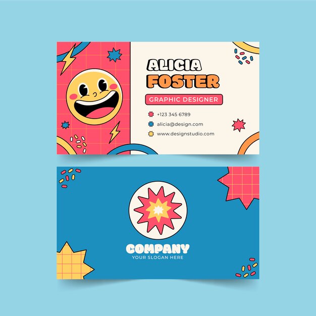 hand drawn retro business card template
