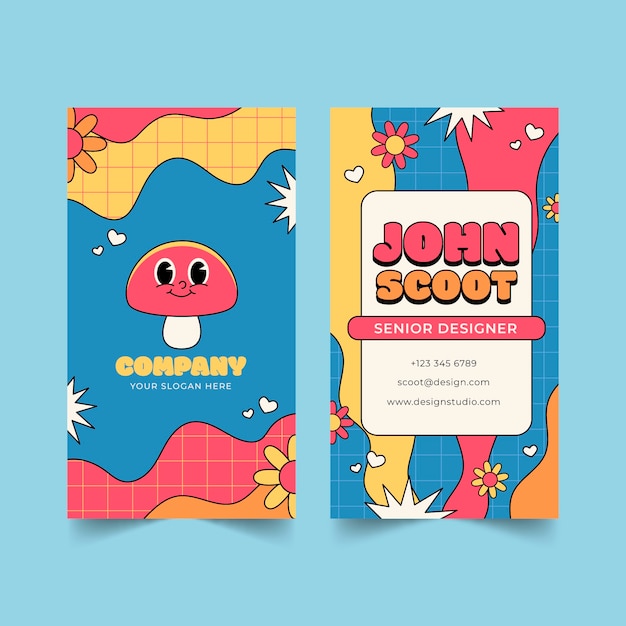 Free vector hand drawn retro business card template