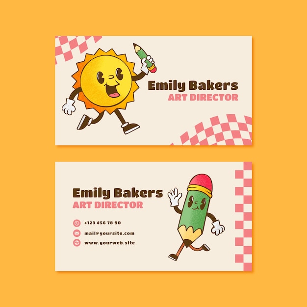 Hand drawn retro business card