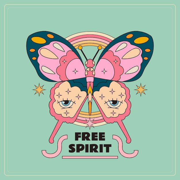 Free vector hand drawn retro butterfly illustration