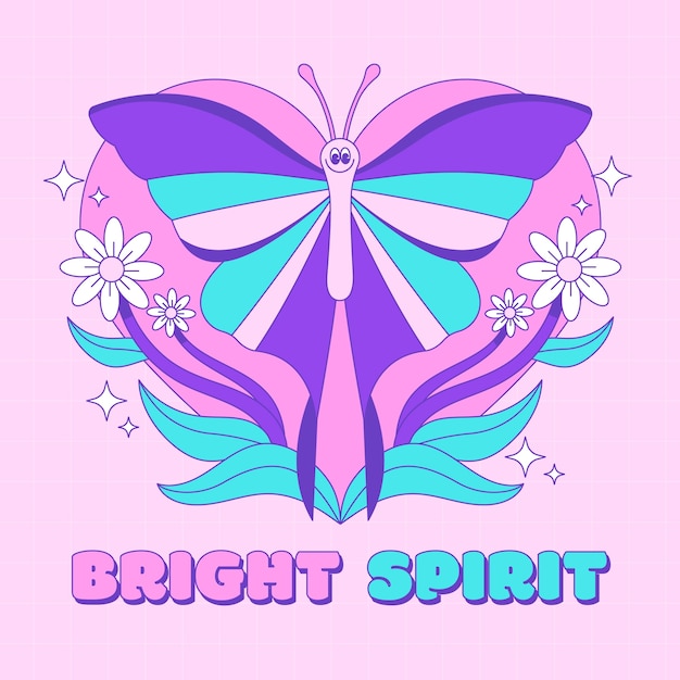 Hand drawn retro butterfly illustration