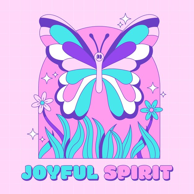 hand drawn retro butterfly illustration