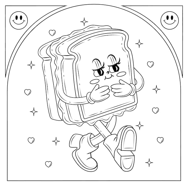 Free vector hand drawn retro cartoon coloring page illustration