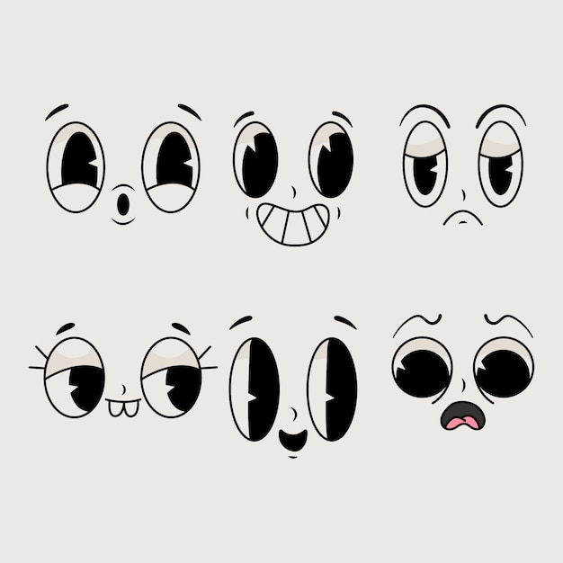 Free Vector hand drawn retro cartoon face illustration