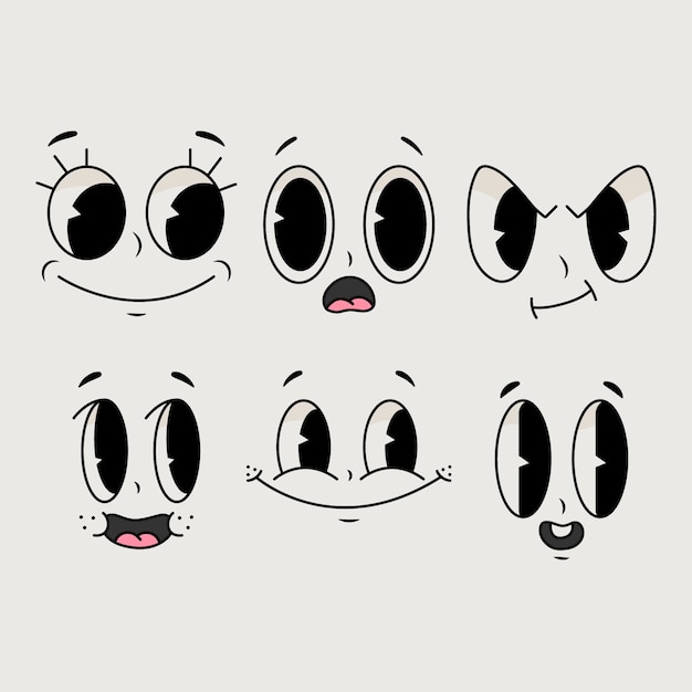 Free vector hand drawn retro cartoon face illustration