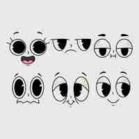 Free vector hand drawn retro cartoon face illustration