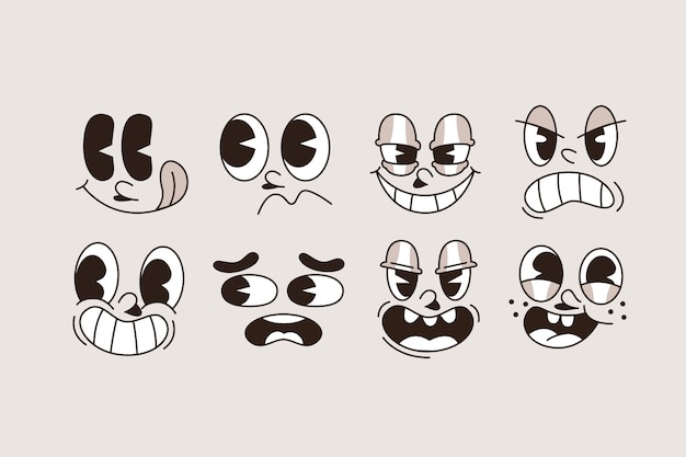 Free vector hand drawn retro cartoon face illustration