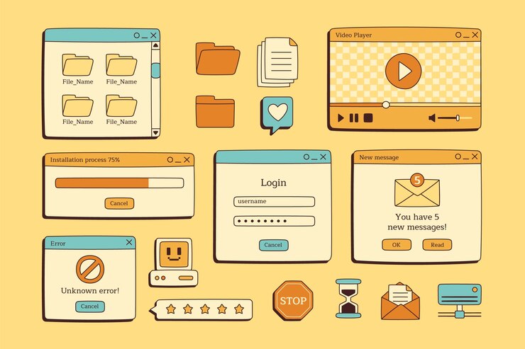Free Vector hand drawn retro computer windows element