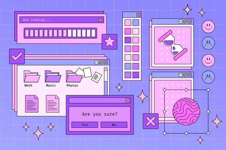 Free Vector hand drawn retro computer windows