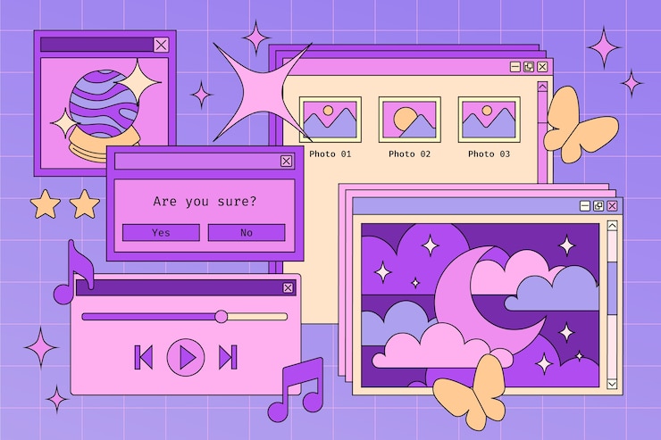 Free Vector hand drawn retro computer windows