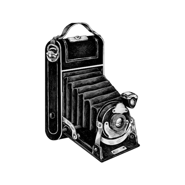 Hand drawn retro film camera