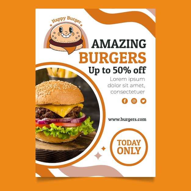 hand drawn retro food flyer template