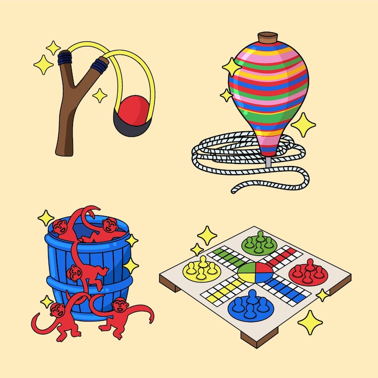 Free Vector hand drawn retro games illustration