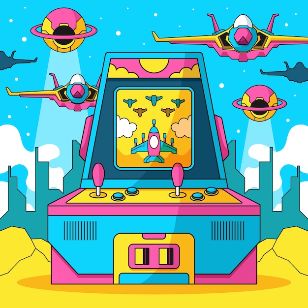 Free vector hand drawn retro games illustration