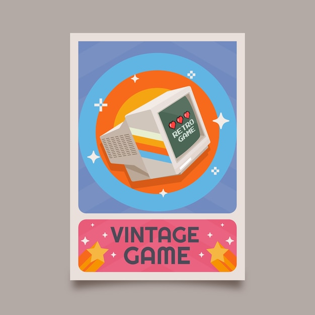 Free vector hand drawn retro gaming poster template