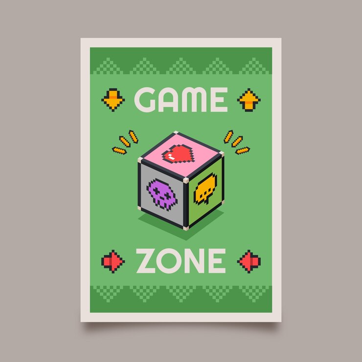 Free Vector hand drawn retro gaming poster template