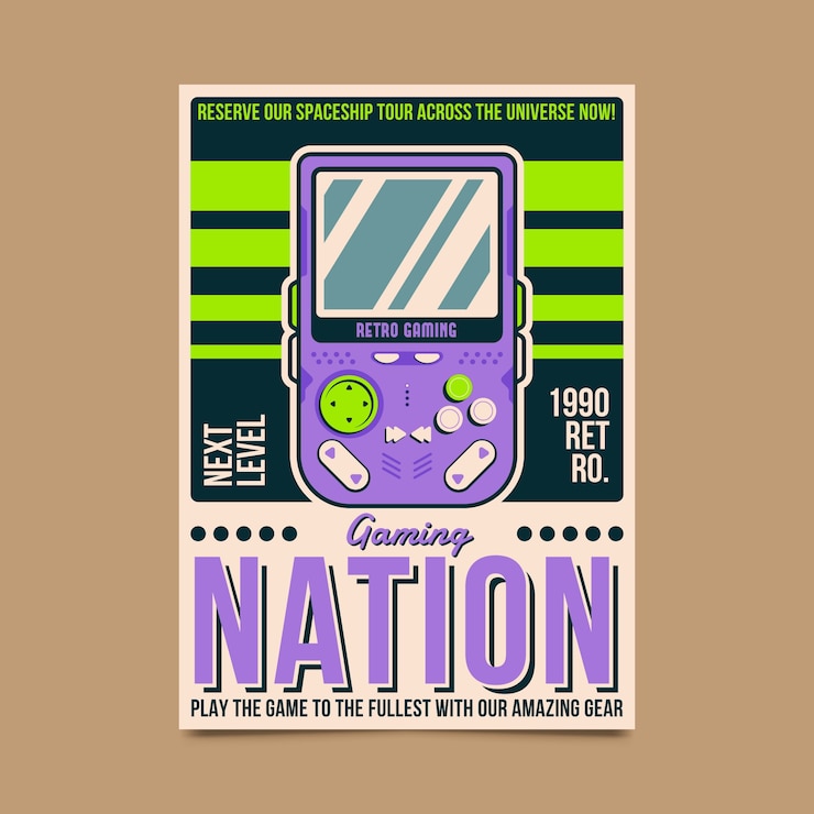 Free Vector hand drawn retro gaming poster