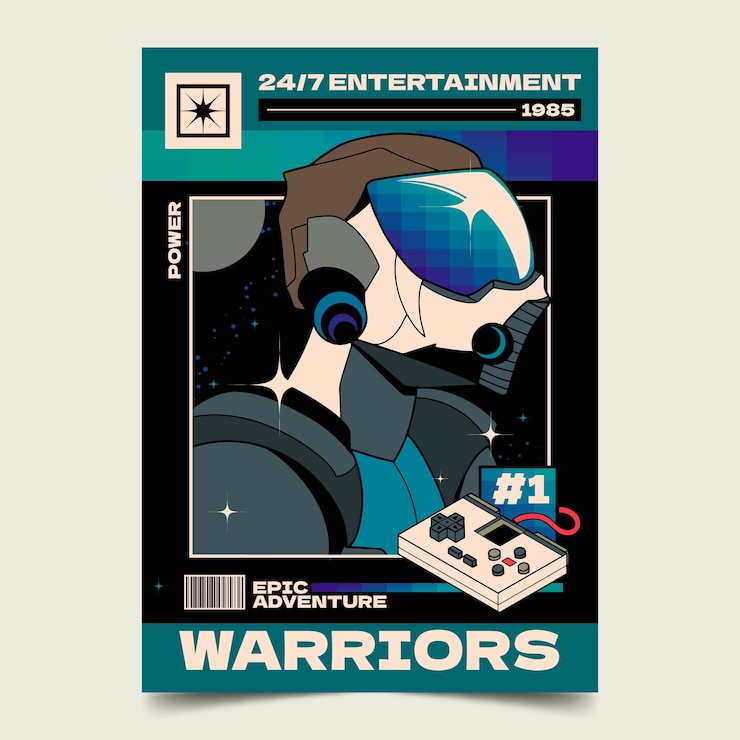 Free Vector hand drawn retro gaming poster