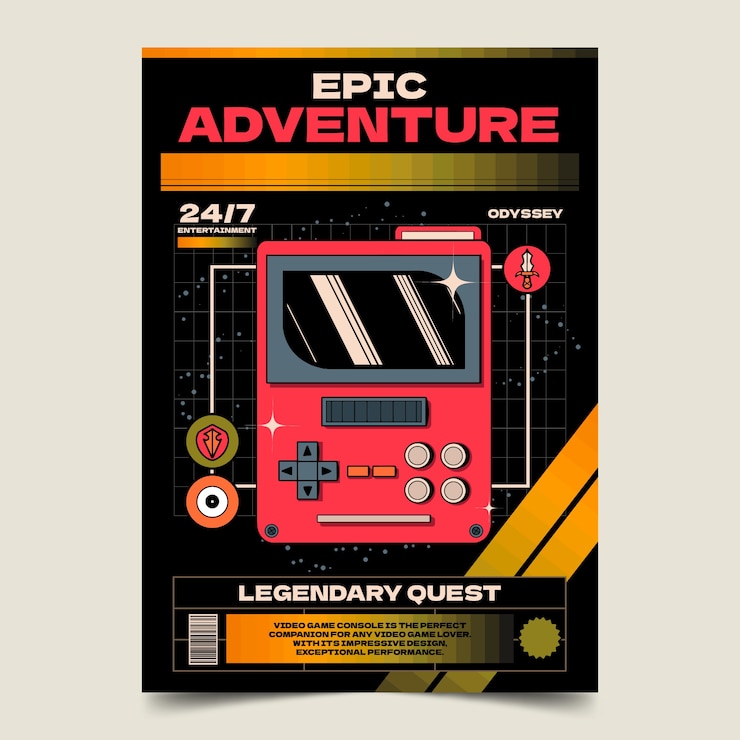 Free Vector hand drawn retro gaming poster