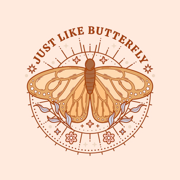 Free vector hand drawn retro graphics butterfly  illustration