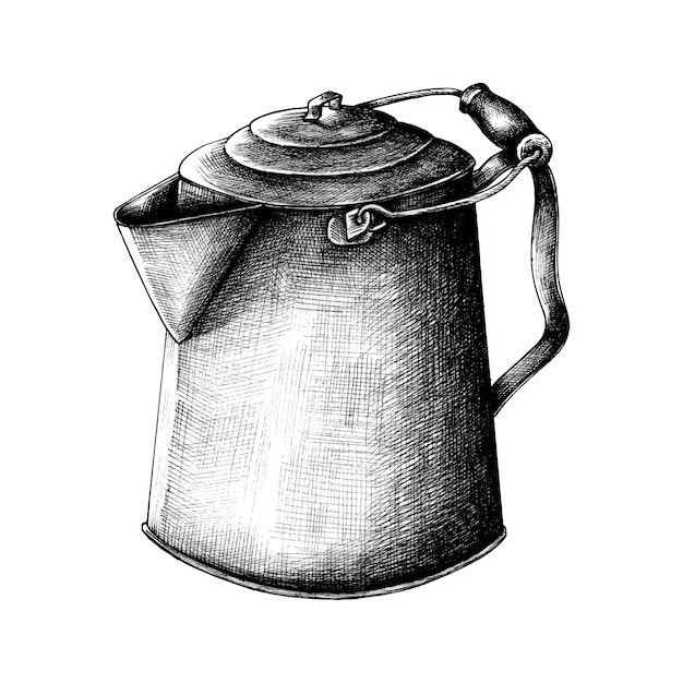 Hand drawn retro kettle