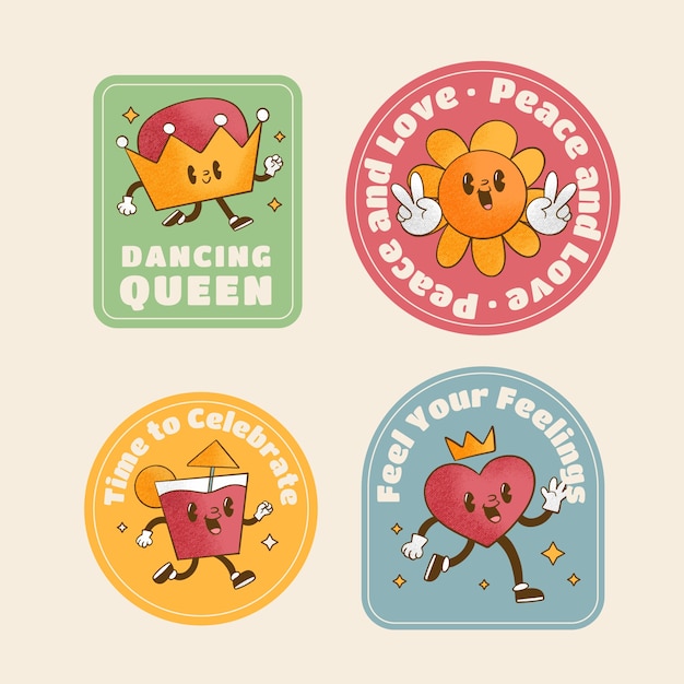 Free vector hand drawn retro label collection