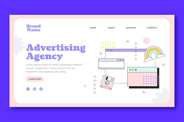 Free vector hand drawn retro landing page design