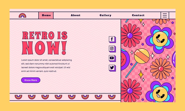 Free Vector hand drawn retro landing page design
