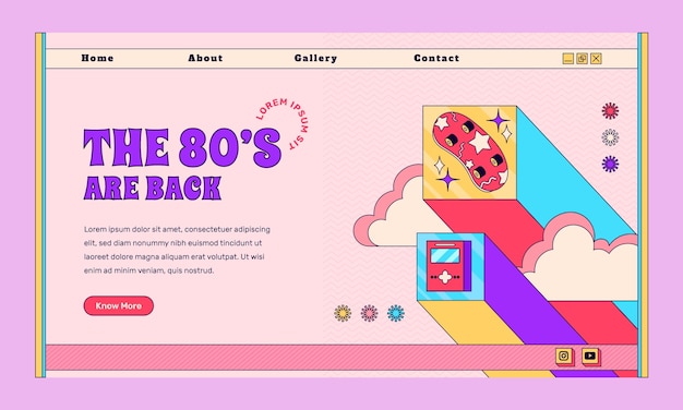 Free vector hand drawn retro landing page design