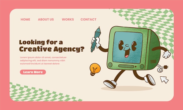 Free vector hand drawn retro landing page