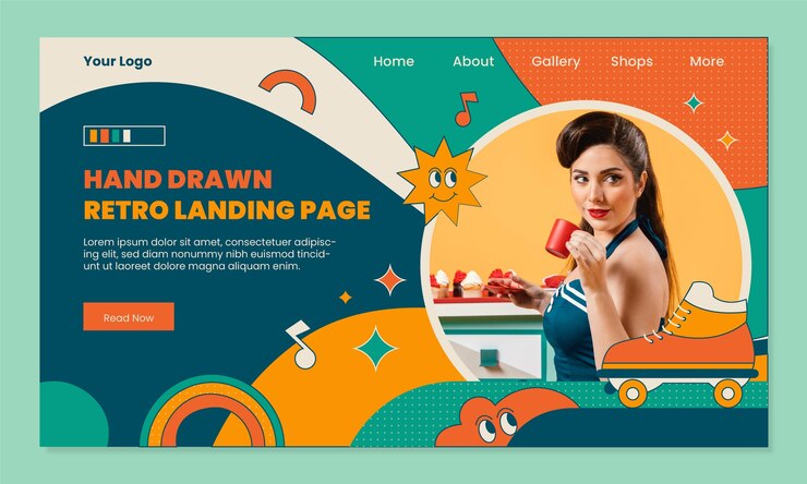 Free Vector hand drawn retro landing page