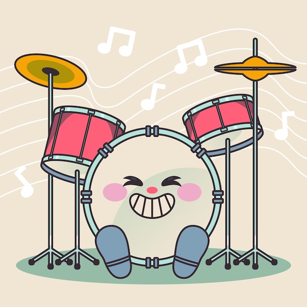 Hand drawn retro music characters cartoon illustration