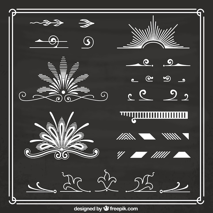 Free Vector hand drawn retro ornaments on blackboard