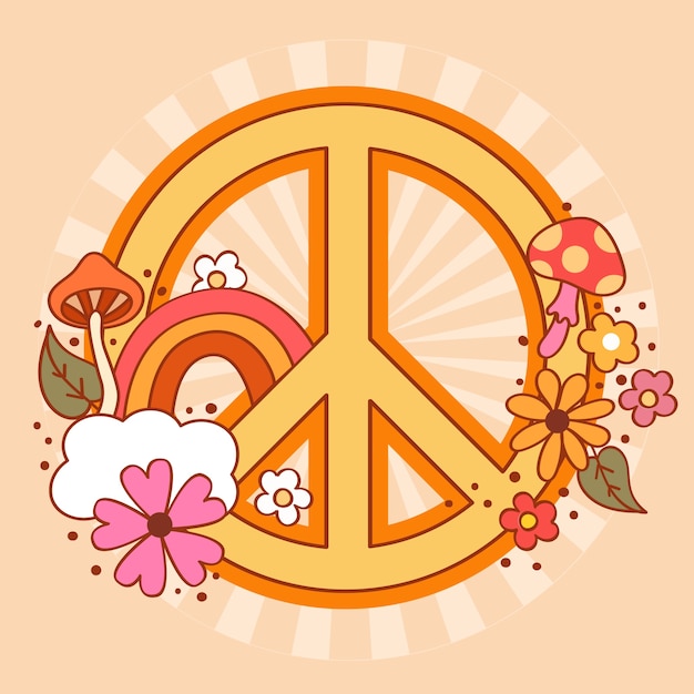 Free vector hand drawn retro peace symbol illustration