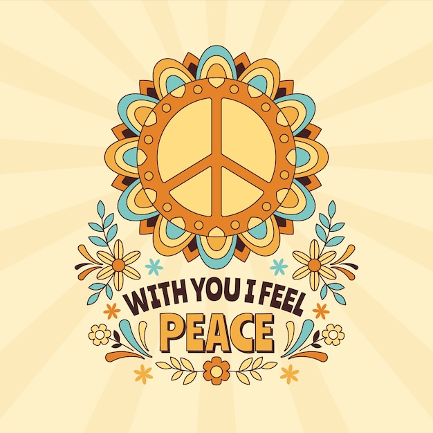 Free vector hand drawn retro peace symbol illustration