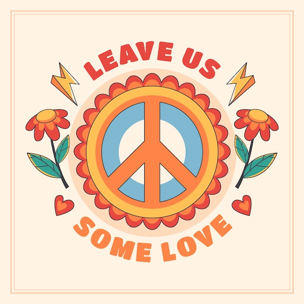 Free vector hand drawn retro peace symbol illustration