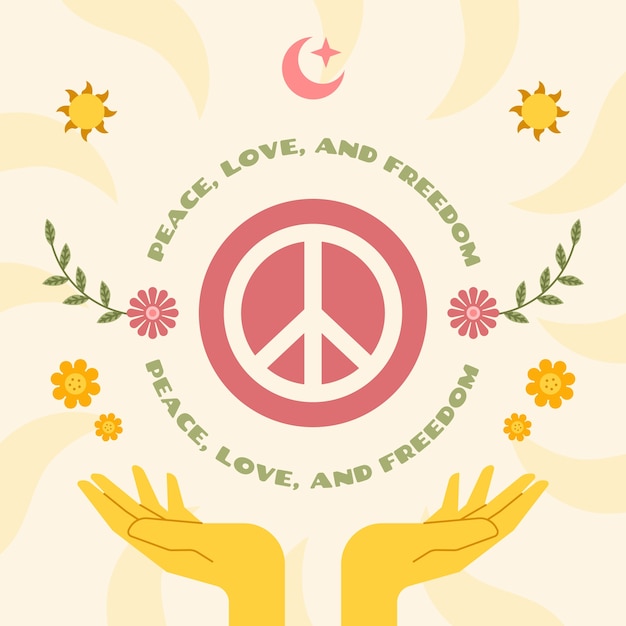 Free Vector hand drawn retro peace symbol illustration